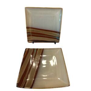 Sango Avanti Brown Salad Lunch Plates 4722  8" Square Glazed Stoneware Set of 2